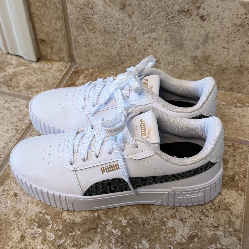 Kids Puma White Sneakers with Camo Details